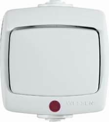 SE Wessen Рондо наруж Бел Переключатель 1-клавишный с подсветкой 6А, IP44 арт. VA66-123B-BI