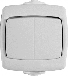 SE Wessen Рондо наруж Бел Выключатель 2-клавишный 10А, IP44 арт. VA510-228B-BI