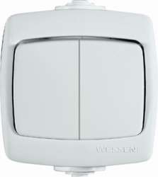SE Wessen Рондо наруж Бел Выключатель 2-клавишный 6А, IP44 арт. VA56-225B-BI