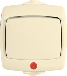 SE Wessen Рондо наруж Беж Переключатель 1-клавишный с подсветкой 10А, IP44 арт. VA610-129B-SI