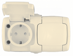 SE Wessen Рондо наруж Беж Розетка 2-ая с/з с защитными шторками 16А, IP44 арт. RA16-227B-SI