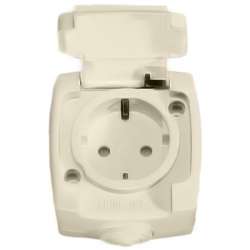 SE Wessen Рондо наруж Беж Розетка с/з с защитными шторками 16А, IP44 арт. RA16-112B-SI