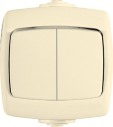 SE Wessen Рондо наруж Беж Выключатель 2-клавишный 6А, IP44 арт. VA56-225B-SI