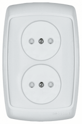 SE Wessen Рондо внутр Бел Розетка 2-я б/з с защитными шторками 10А в сборе арт. RS10-224-BI