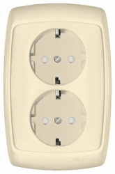 SE Wessen Рондо внутр Беж Розетка 2-я с/з с защитными шторками10А в сборе арт. RS16-223-SI