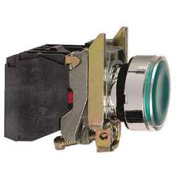 SE XB4 Кнопка с возвратом зеленая с подсветкой 230В 1НО+1НЗ арт. XB4BW33M5