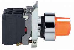 SE XB4 Переключатель с фиксацией 1-2 желтый 1НЗ+1НО подсветка 24В AC/DC IP65 арт. XB4BK125B5