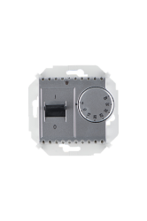 Simon 15 Алюминий Регулятор тёплого пола, с датчиком, 16А, 230В, 3600Вт, 5-40град, IP20 арт. 1591775-033