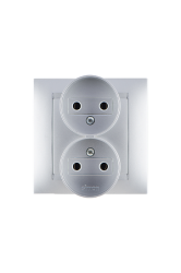 Simon 15 Алюминий Розетка 2-ая б/з литая, 16А, 250В, винт.зажим арт. 1590457-033