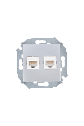 Simon 15 Алюминий Розетка компьютерная 2-ая RJ45 кат.5е арт. 1591593-033