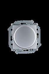 Simon 15 Алюминий Светорегулятор поворотно-нажимной, проходной, 500Вт, 230В, винт. зажим арт. 1591790-033