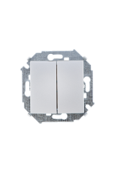 Simon 15 Алюминий Выключатель 2-клавишный, 16А, 250В, винт.зажим арт. 1591398-033