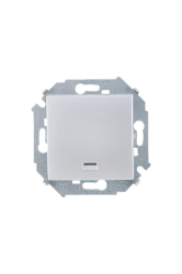 Simon 15 Алюминий Выключатель кнопочный с подсветкой, 16А, 250В, винт.зажим арт. 1591160-033