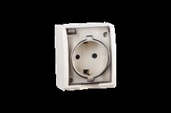 Simon 15 Aqua Бежевая Розетка 1-ая с/з с крышкой наружная, IP54 арт. 1594445-031