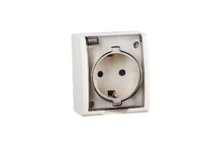 Simon 15 Aqua Бежевая Розетка 1-ая с/з с крышкой с защитными шторками наружная, IP54 арт. 1594432-031