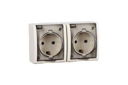 Simon 15 Aqua Бежевая Розетка 2-ая с/з с крышкой наружная, IP54 арт. 1594433-031