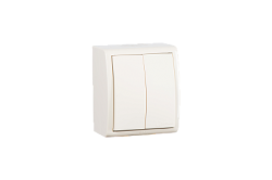 Simon 15 Aqua Бежевый Выключатель 2-клавишный с подсветкой наружный, IP54 арт. 1594399-031