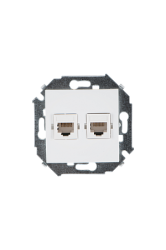 Simon 15 Белая Розетка компьютерная 2-ая RJ45 кат.5е арт. 1591593-030