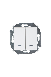 Simon 15 Белый Выключатель 2-клавишный с подсветкой, 16А, 250В, винт.зажим арт. 1591392-030