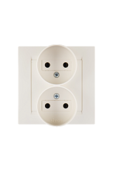 Simon 15 Бежевая Розетка 2-ая б/з литая (в сборе с рамкой) арт. 1590457-031