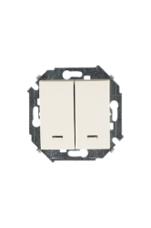 Simon 15 Бежевый Выключатель 2-клавишный с подсветкой, 16А, 250В, винт.зажим арт. 1591392-031