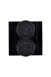 Simon 15 Черная Розетка 2-ая б/з, 16А, 250В, винт.зажим арт. 1590457-032