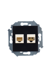 Simon 15 Черная Розетка ТЛФ + комп RJ11+RJ45 кат.5е арт. 1591590-032