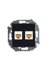 Simon 15 Черная Розетка компьютерная 2-ая RJ45 кат.5е арт. 1591593-032