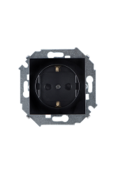 Simon 15 Черная Розетка с/з, со шторками, 16А, 250В, винт.зажим арт. 1591443-032