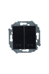 Simon 15 Черный Выключатель 2-клавишный с подсветкой, 16А, 250В, винт.зажим. арт. 1591392-032