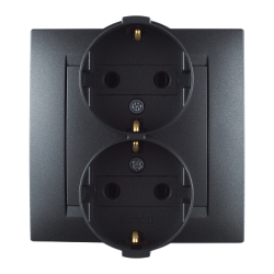 Simon 15 Графит Розетка двойная с заземлением 2х2Р+Е, 16А, 250В, винт. зажим арт. 1590459-038