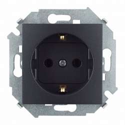 Simon 15 Графит Розетка с/з, с защитными шторками, 16А, 250В, винт. зажим арт. 1591443-038