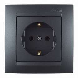 Simon 15 Графит Розетка с/з 2P+E, 16А, 250В, винт. зажим арт. 1591432-038