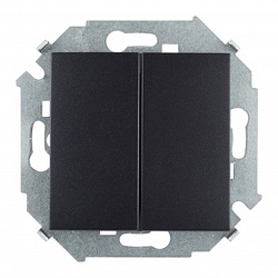 Simon 15 Графит Выключатель двухклавишнный проходной (переключатель), 16А, 250В, винтовой зажим арт. 1591397-038
