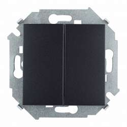 Simon 15 Графит Выключатель 2-клавишный, 16А, 250В, винт. зажим арт. 1591398-038