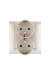 Simon 15 Шампань Розетка 2-ая с/з, 16А, 250В, винт.зажим арт. 1590459-034