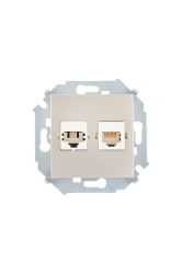 Simon 15 Шампань Розетка ТЛФ + комп RJ11+RJ45 кат.5е арт. 1591590-034