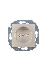 Simon 15 Шампань Розетка б/з со шторками, 16А, 250В, винт.зажим арт. 1591444-034
