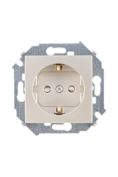 Simon 15 Шампань Розетка с/з, со шторками, 16А, 250В, винт.зажим арт. 1591443-034