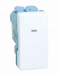 Simon 27 Мех Белая Кнопка клавишная с подсветкой узкая, 10А 250В арт. 27669-64