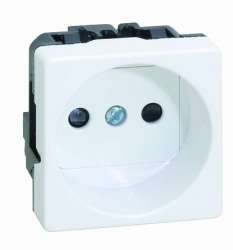 Simon 27 Мех Белая Розетка 2к со шторками, винтовой зажим, 10/16А 250V арт. 27431-65