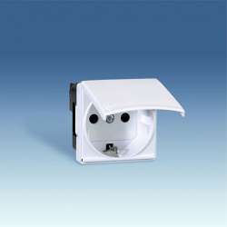 Simon 27 Мех Белая Розетка 2к+з Schuko с крышкой (винтовой зажим), 10/16А 250 арт. 27490-35