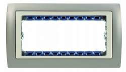 Simon 82 Centr. Алюминий Рамка с суппортом на 8 узких модулей арт. 82984-33