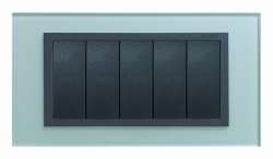 Simon 82 Centr. Серебро/Алюминий (стекло) Рамка с суппортом на 5 узких модулей арт. 82857-35