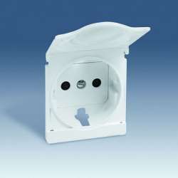 Simon 82 Centr. Шампань Накладка на мех. розетки с/з 2Р+Е, с откидыв. крышкой, с защитными шторками арт. 82090-54