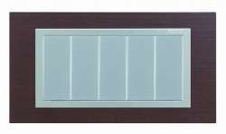 Simon 82 Centr. Венге/Алюминий (дерево) Рамка с суппортом на 5 узких модулей арт. 82957-65