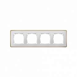 Simon 82 Detail Белый, основание золото Рамка 4-ая арт. 8201640-245