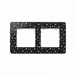 Simon 82 Detail Черный в белую звёздочку, основание белое Рамка 2-ая арт. 8200620-222