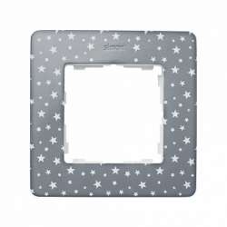 Simon 82 Detail Холодный серый в белую звёздочку, основание белое Рамка 1-ая арт. 8200610-223