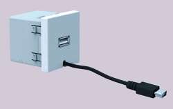 Simon Connect Алюминий Источник питания USB, 5VDC, 45х45мм арт. K126A-8